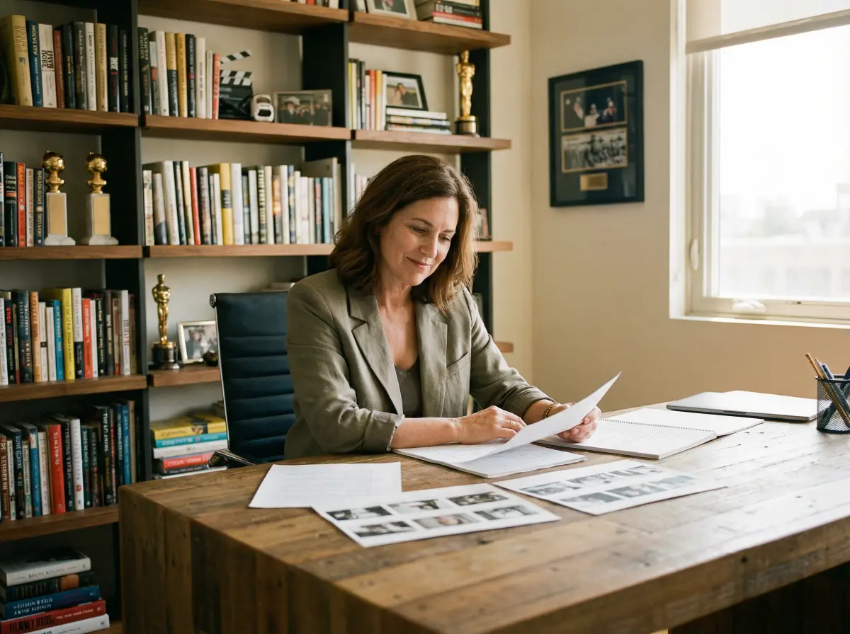 资深制片人在办公室审阅剧本的 小欣奈 场景